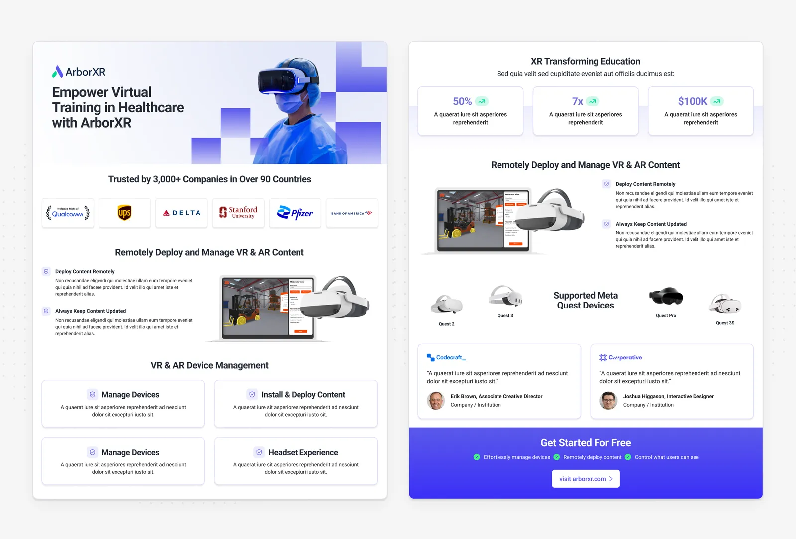 Print Design work for ArborXR