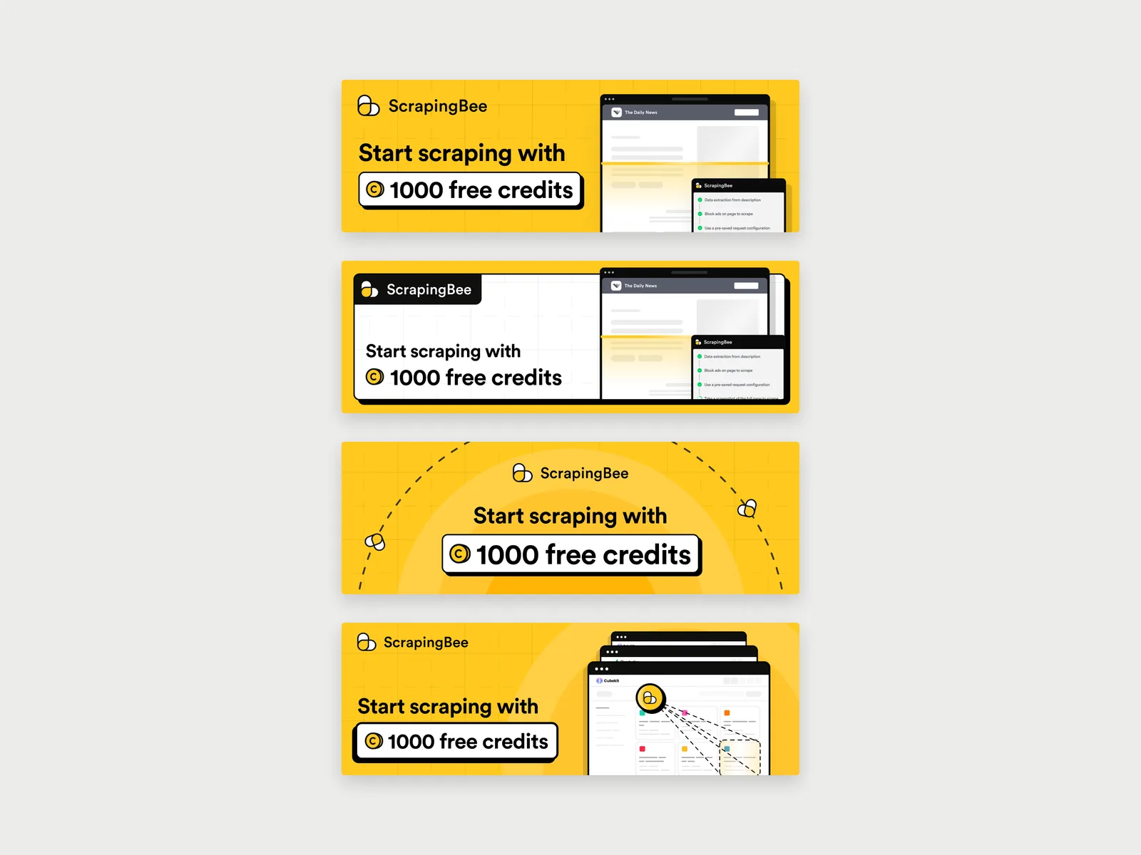 Conference banners and social posts for ScrapingBee