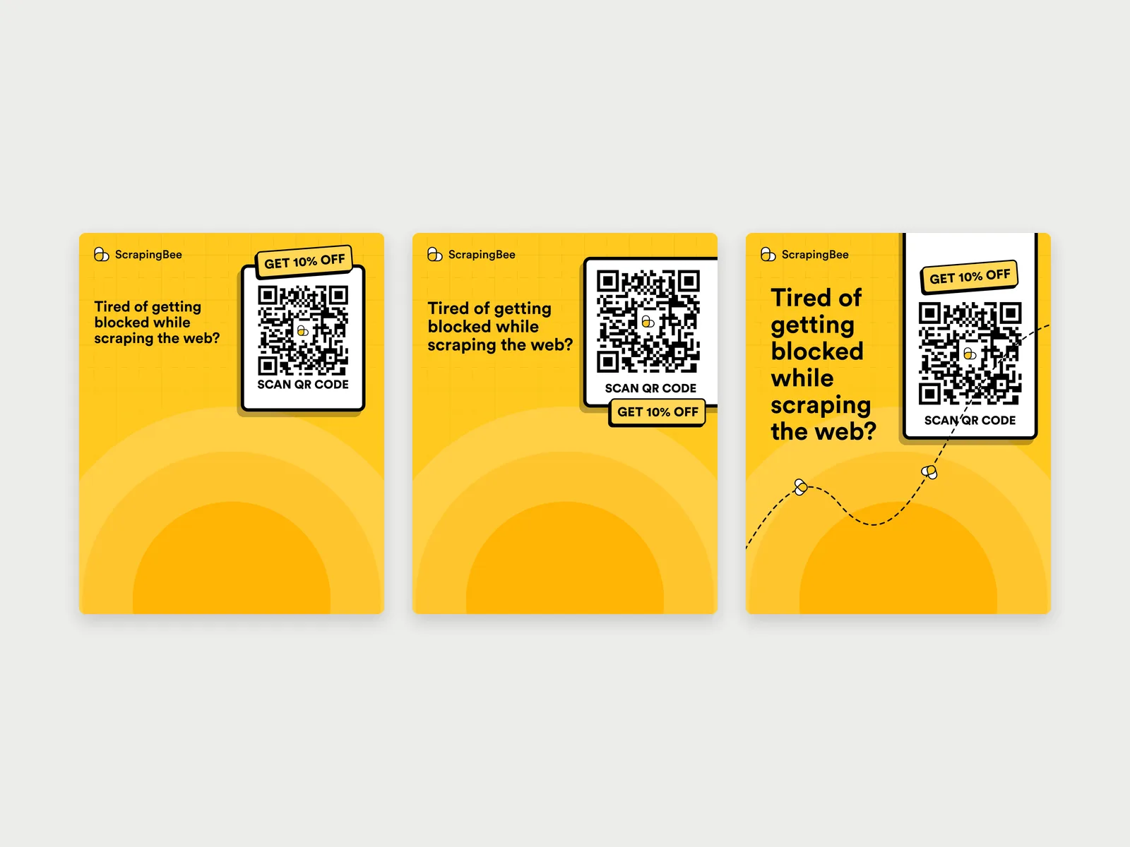 Booth visual with a discount QR code for ScrapingBee